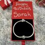 March Birthstone Charm Personalised Silver Bracelet, thumbnail 9 of 9