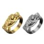 Gold Silver Plated Adam And Eve Love Hug Kiss Ring, thumbnail 1 of 4