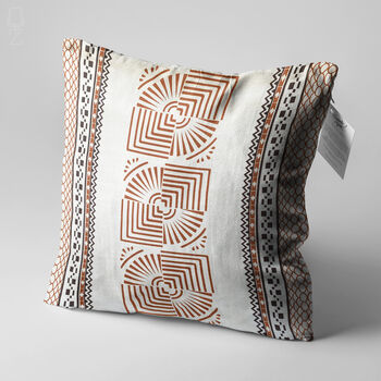 Ethnic Pattern Cushion Cover With Geometric Brown Lines, 3 of 7