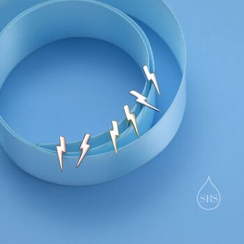 Lightening Bolt Stud Earrings In Sterling Silver, 2 of 10