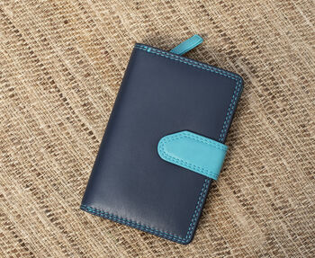 Womans Navy And Blue Leather Purse Wallet, 5 of 11