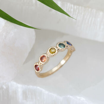 'Iris' Rainbow Sapphire Eternity Ring Recycled 9ct Gold, 4 of 12
