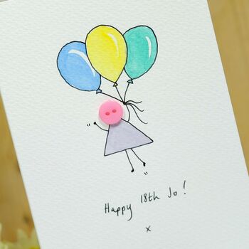 Personalised 'Floating Button' Handmade Birthday Card, 3 of 4