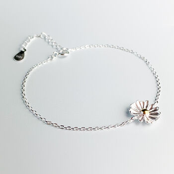 Sterling Silver Daisy Charm Bracelet, 2 of 4