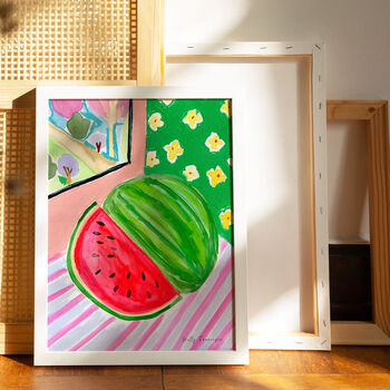 Watermelon Still Life Art Print Watercolour Poster, 2 of 6