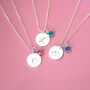 Silver Plated Script Initial Birthstone Disc Necklace, thumbnail 3 of 9