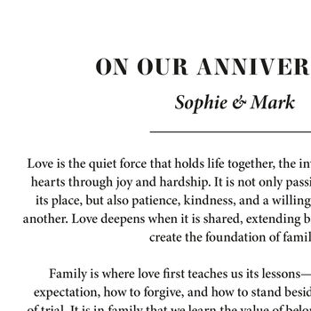 Personalised Black Text Vows Handmade Print, 3 of 7