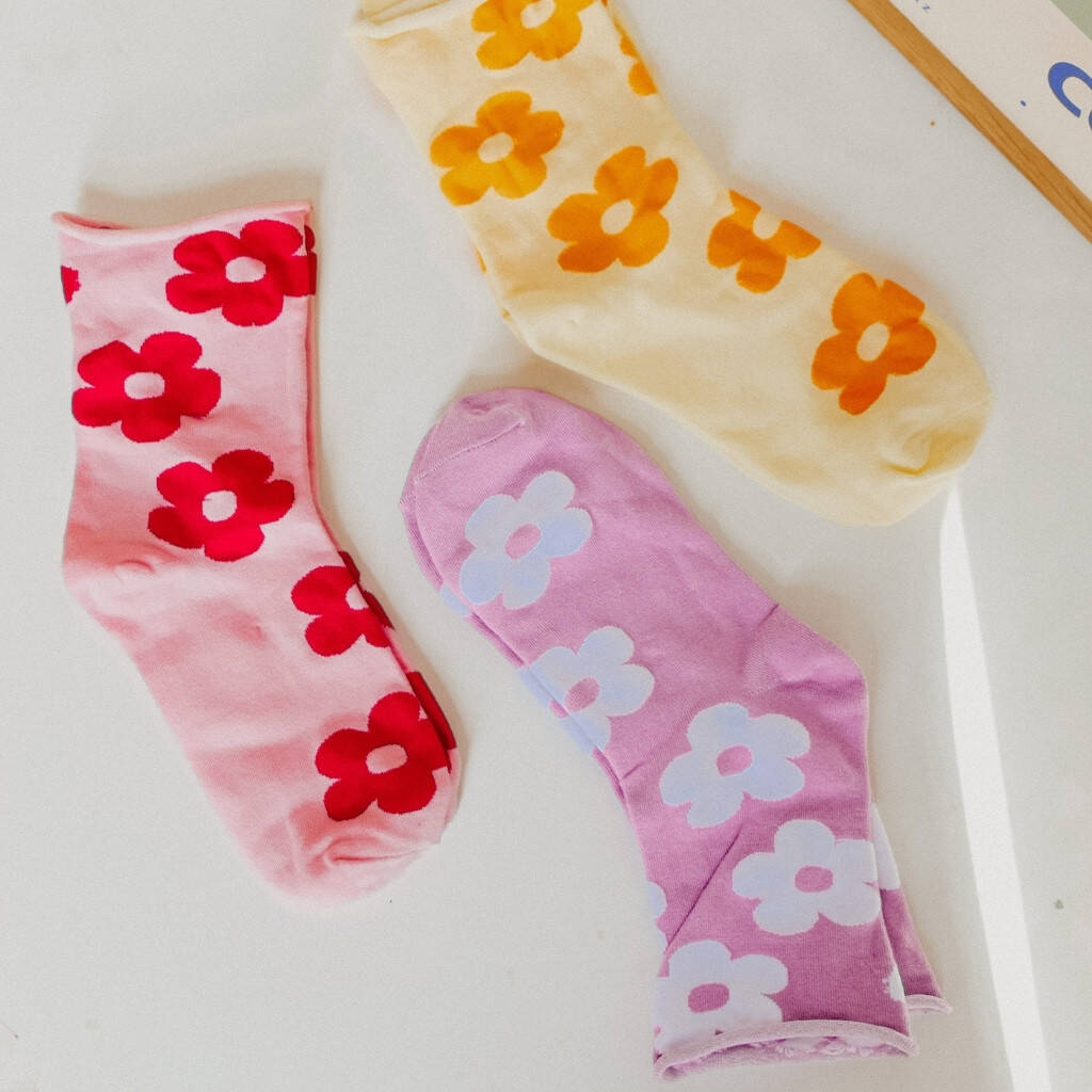 Chunky Flower Floral Ankle Socks, 1 of 3