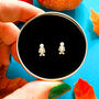 Silver Halloween Earrings, Skeleton Studs In A Gift Tin, thumbnail 2 of 7
