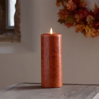 25cm Tru Glow® Mottled Orange LED Chapel Candle, 2 of 4
