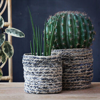 Denim And Jute Plant Pots, Baskets, Planters, 3 of 4