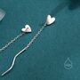 Sterling Silver Delicate Heart Threader Earrings With Spiral Chains, thumbnail 2 of 11