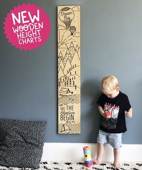 Personalised Monochrome Mountain Adventure Height Chart, 11 of 11