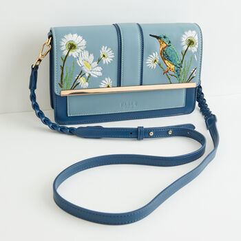 Embroidered Kingfisher Blue Cross Body Bag, 2 of 7