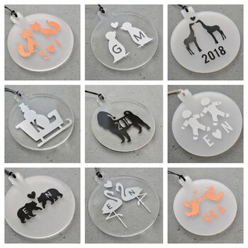 Couples Personalised Christmas Tree Decoration With Kissing Bears, 8 of 11