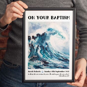 Personalised Baptism Waves Print Baptism Gift, 5 of 5