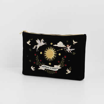 Black Celestial Velvet Embroidered Pouch, 4 of 6