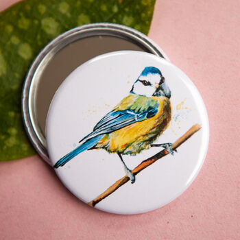 Inky Blue Tit Compact Pocket Mirror, 4 of 5
