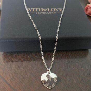 Personalised Photo Engraved Heart Necklace, 9 of 12