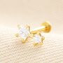 Sterling Silver Crystal Star Piercing Earring, thumbnail 2 of 6