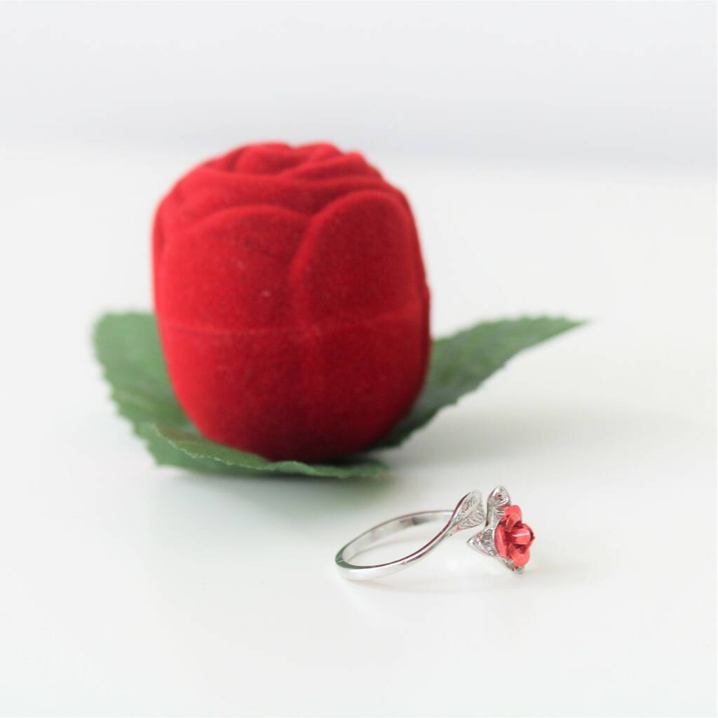 Red Rose Ring In 'belle' Rose Gift Box By Little Ella James