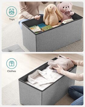 Storage Ottoman Flipping Lid Foldable Storage Bench, 3 of 8