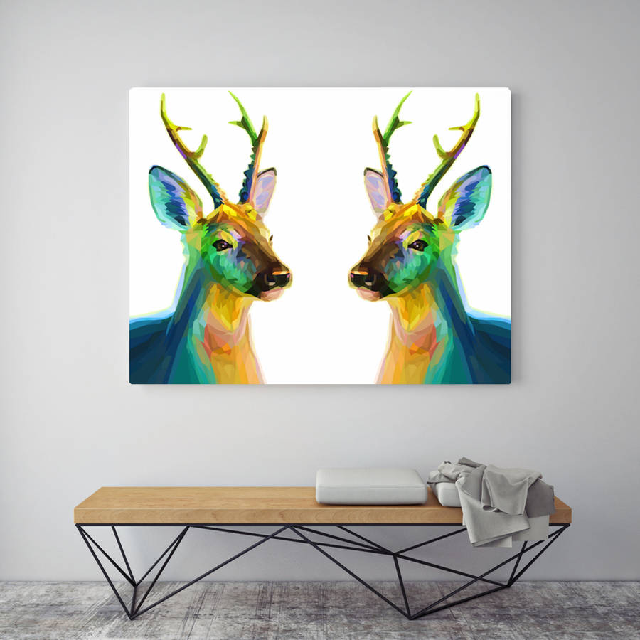 deer love canvas art by beach lane art