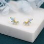 Sterling Silver Blue Opal Marquise Cluster Stud Earrings, thumbnail 2 of 12