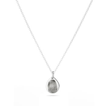 Sterling Silver Fingerprint Teardrop Necklace, 2 of 4