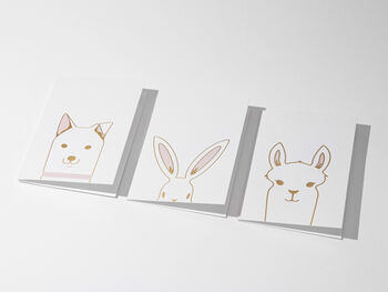 Cute Animal Foil Printed Cards Set Of Six, 6 of 6