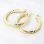 Twisted Gold Plated Round Minimalist Stylish Hoops, thumbnail 1 of 6