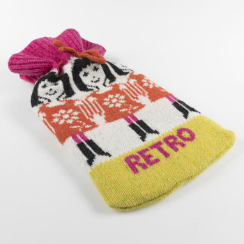 Retro Sixties Girl Knitted Hot Water Bottle, 2 of 4