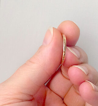 Dainty Hammered Solid Gold Band, 3 of 10