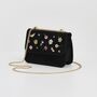 Floral Ditsy Embroidered Black Velvet Bag, thumbnail 2 of 5