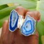 Blue ‘Mega’ Crystal Gemstone Silver Plated Ring, thumbnail 4 of 5