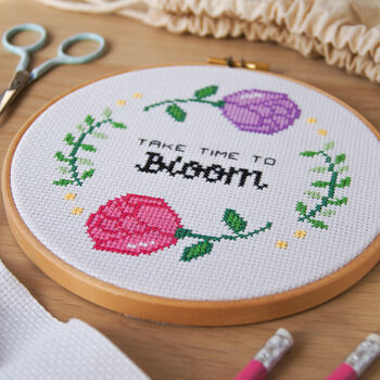 'Take Time To Bloom' Cross Stitch Kit, 2 of 5
