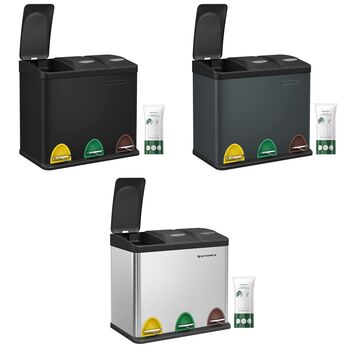 Triple Kitchen Waste Sorting Bin With Pedals, 8 of 8
