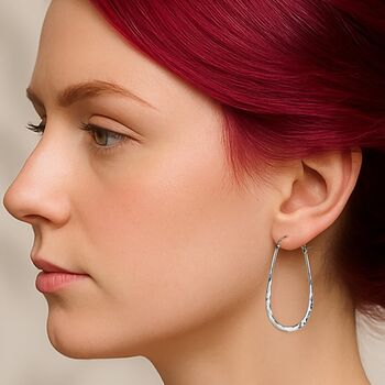 Sterling Silver Oval Hoop Earrings, 2 of 5