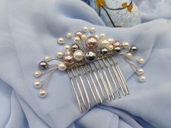 Pearl Hair Comb With White, Grey And Lilac Pearls, 8 of 9