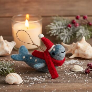 Handmade Felt Christmas Humpback Whale Decoration, 5 of 5