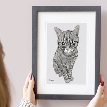 Personalised Hand Drawn Pet Cat Portrait, 7 of 12