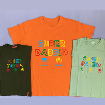 Personalised Super Daddio Family T Shirt Set, 2 of 10