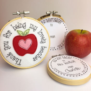 Thank You Teacher Apple Embroidered Hoop Card, 4 of 5