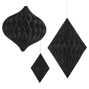 Black Honeycomb Paper Hanging Decorations, 3 of 4