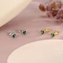 Tiny Emerald Green Cz Heart Stud Earrings, thumbnail 8 of 12