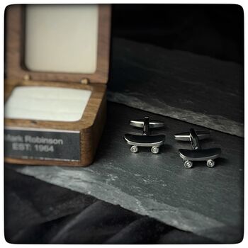 Personalised Silver Coloured Skateboard Cufflinks, 5 of 10