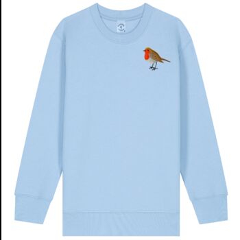 Childrens Unisex Organic Cotton Embroidered Robin Christmas Jumper, 9 of 11