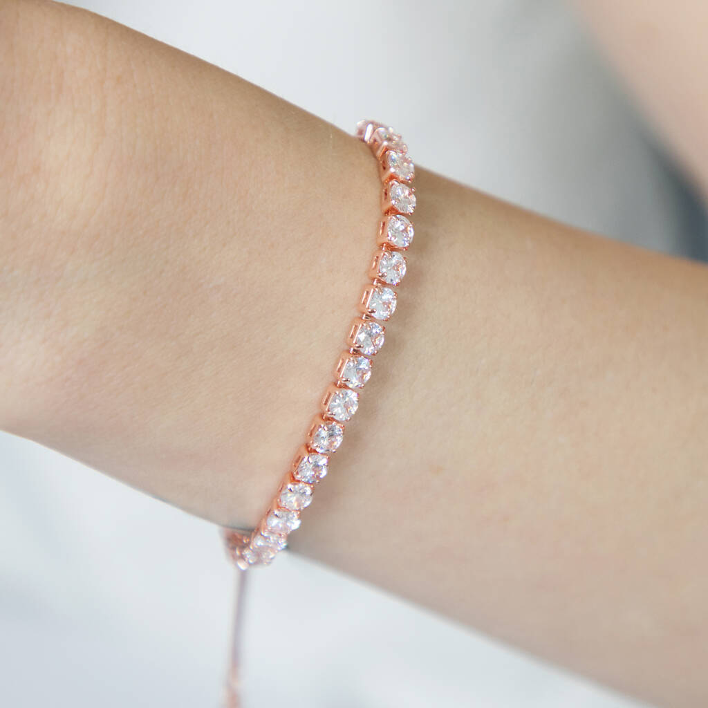 Rose Gold Plated Crystal Rope Chain Bracelet By Brand X