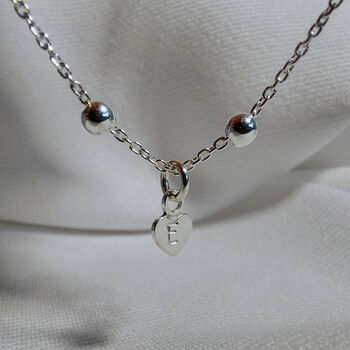 Sterling Silver Personalised Heart Charm Initials Satellite Chain Bracelet, 3 of 5