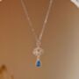 Lotus Blue Cubic Zirconia Sterling Silver Necklace, thumbnail 4 of 10